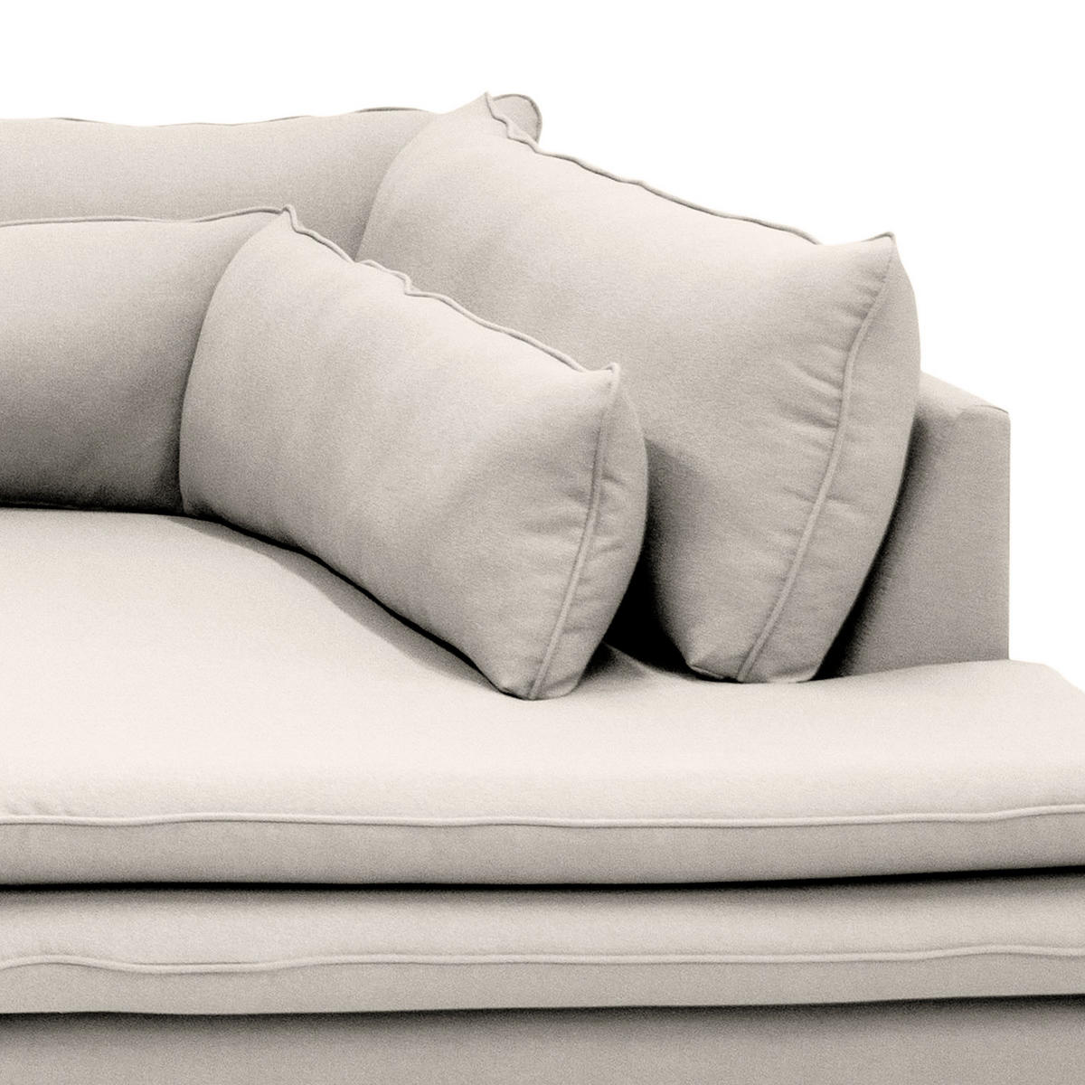 ECKSOFA mit Husse - Ottomane, Webstoff - Hellgrau/Schwarz, Kunststoff/Textil (299/222cm) - home24