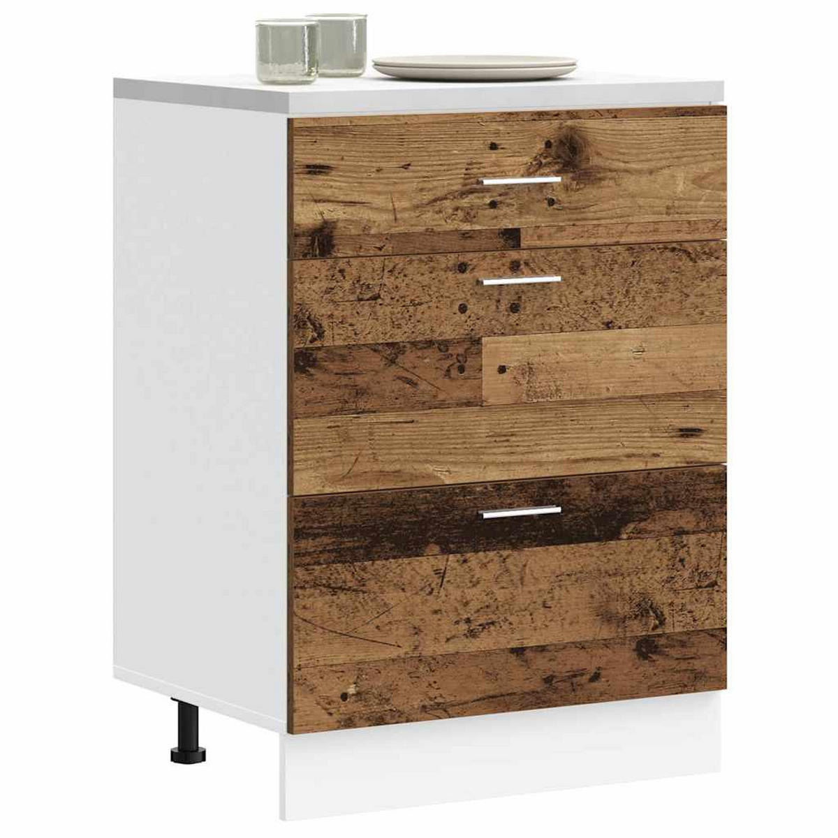 KÜCHENUNTERSCHRANK Lyon Altholz-Optik Holzwerkstoff - Braun, Holzwerkstoff (46/81.5/60cm) - vidaXL