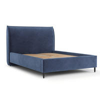 POLSTERBETT Shell Blau 160/200 cm im Samtstoff - Blau/Schwarz, Holz/Holzwerkstoff (160/200cm) - Maison de Reve
