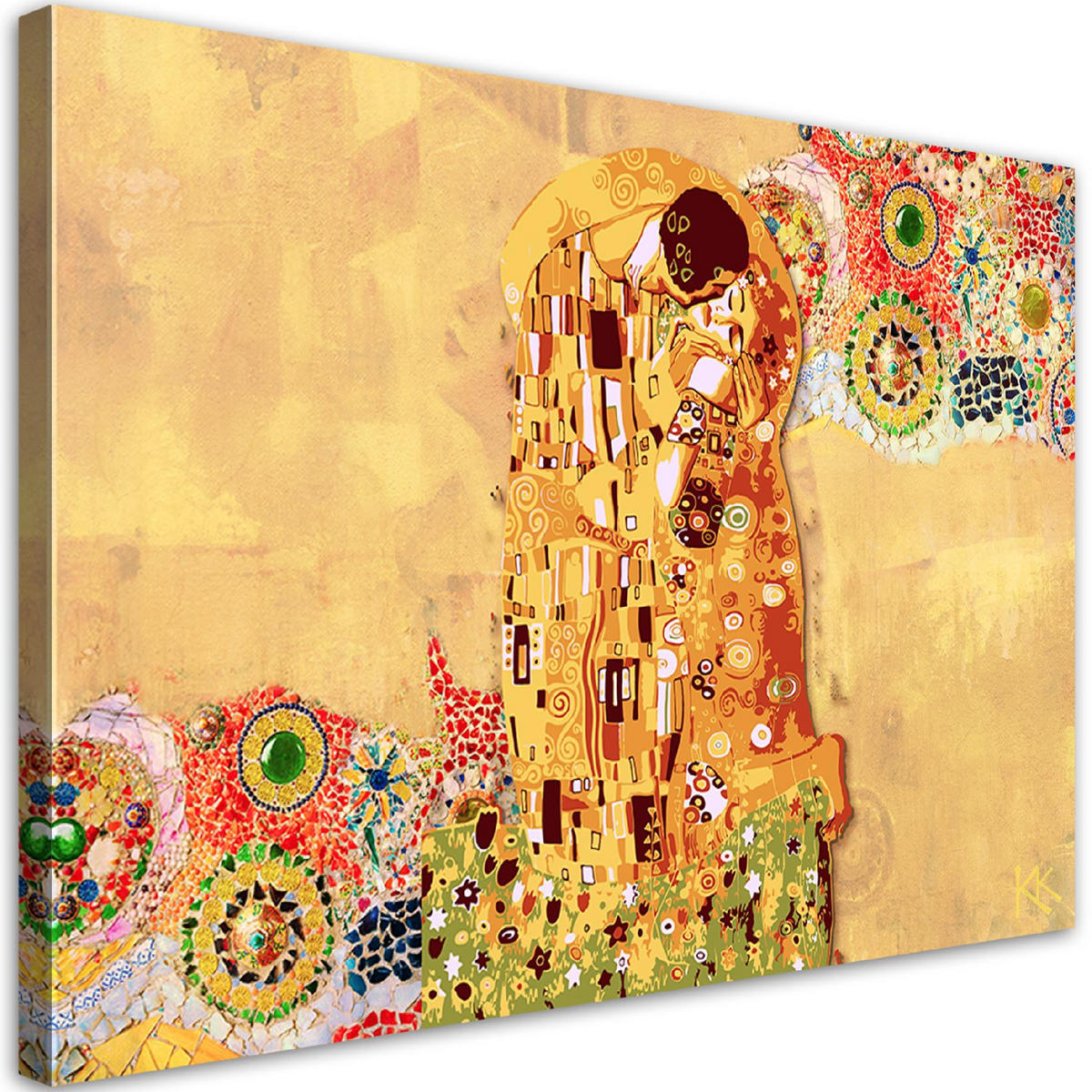 WANDBILD klimt erfüllung einer frau abstrakt - Gelb, Textil (60/40cm) - Feeby