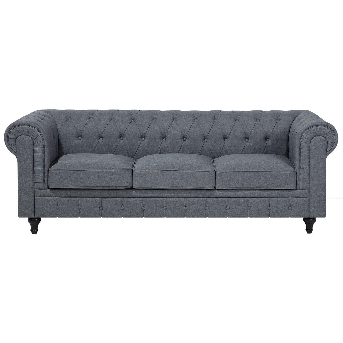 ECKSOFA Polsterbezug Schwarz linksseitig Chesterfield - Grau, Textil (280/85cm) - Beliani