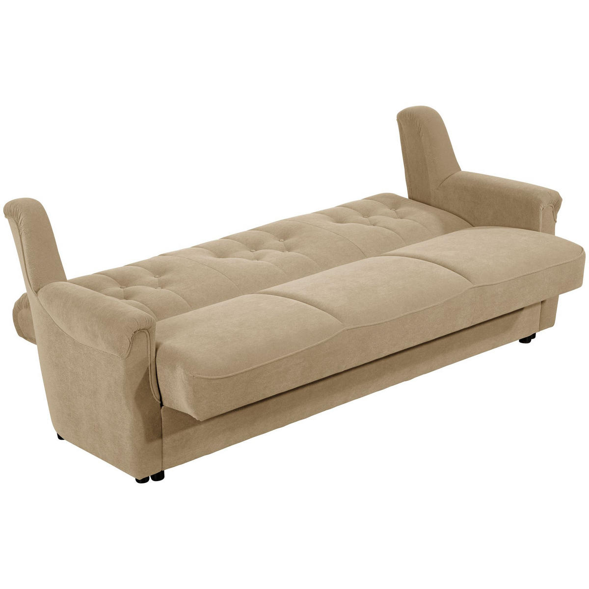 SOFA 3-Sitzer mit Bettfunktion Kaylyn Flockstoff sand - Sandfarben, Kunststoff (207/89/83cm) - 58aufmkessel