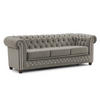 CHESTERFIELD-SOFA 3-Sitzer mit Schlaffunktion Cleo Blink Grau Samt mit Kristallsteppung und braunen Massivholzfüßen - Braun/Grau, Holz/Textil (203/72/86cm) - S-Style Möbel