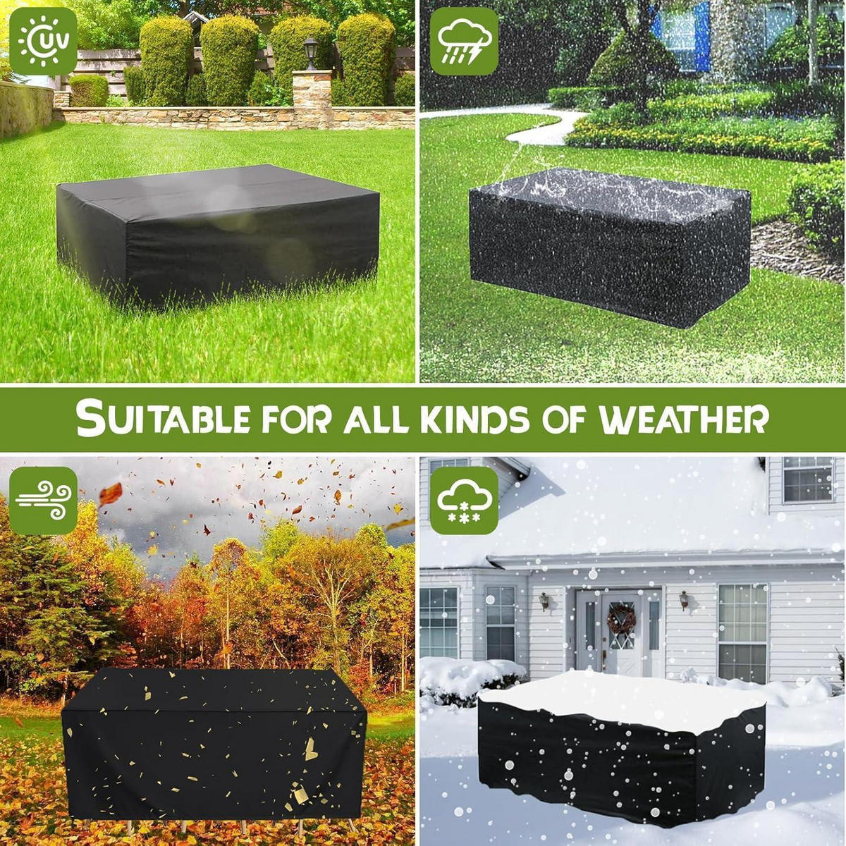 GARTENMÖBEL Abdeckung 200 x 160 x 70 cm Wasserdicht UV-Schutz - Schwarz, Kunststoff (100/75/200cm)
