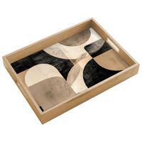 SERVÍROVACÍ PODNOS Abstraktní - Tvary - Moderní - Béžová 40x30 cm - béžová, dřevo (40/5/5cm) - OnlyWow