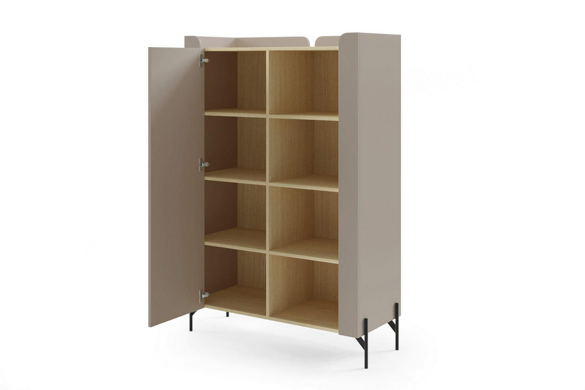 HIGHBOARD SOVI 03 100 / 151 / 42 cm in Porcini / Eiche Mavelie - Greige/Eichefarben, Holzwerkstoff (100/151/42cm) - Deine Möbel 24