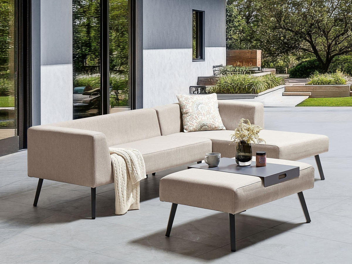 LOUNGE-SET 4-Sitzer Beige Sorrivo II - Beige/Grau, Textil - Beliani