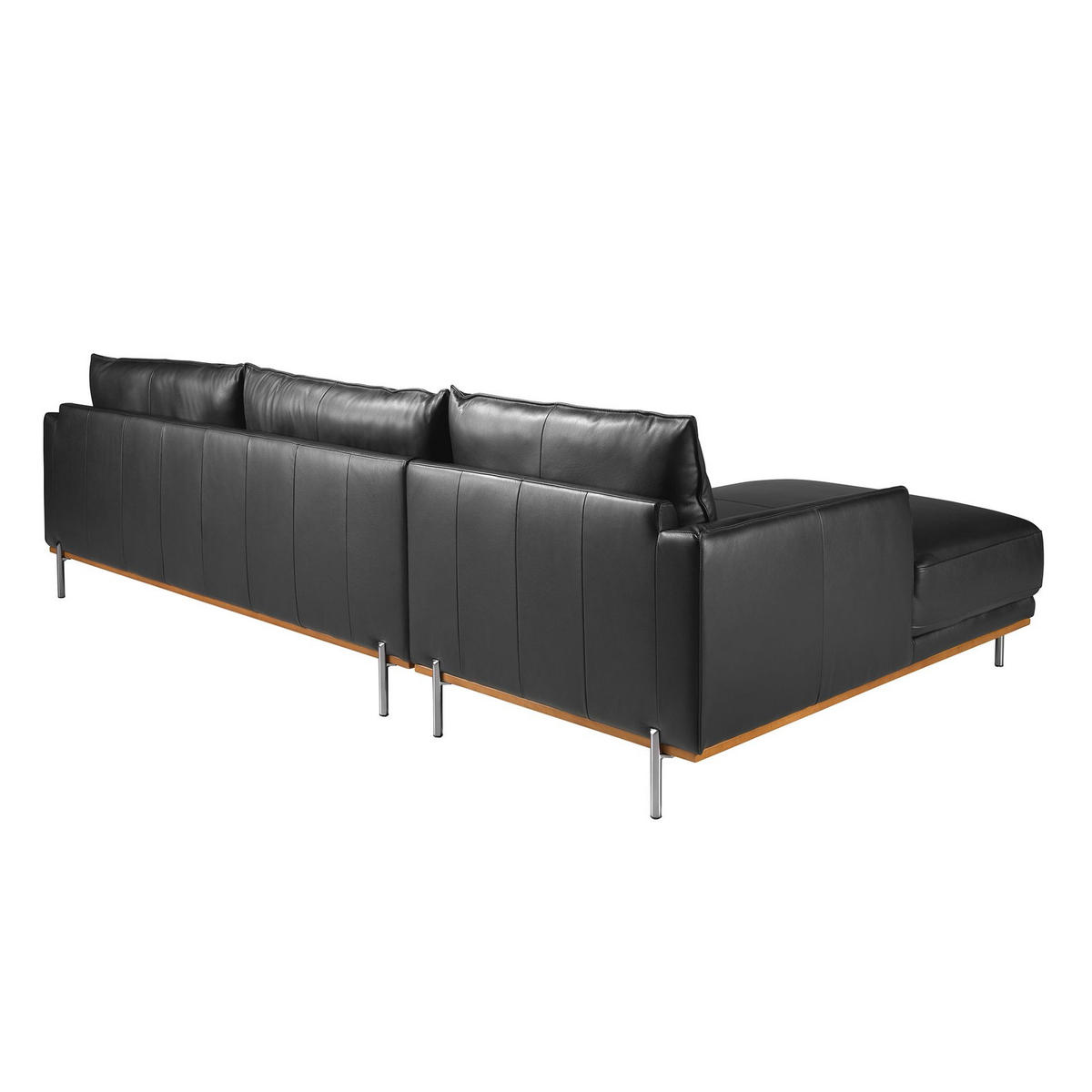 ECKSOFA Linke Chaiselongue Sofa schwarzes Leder 295/160/83 cm - Edelstahlfarben/Schwarz, Leder (295/160cm) - ANGEL CERDA