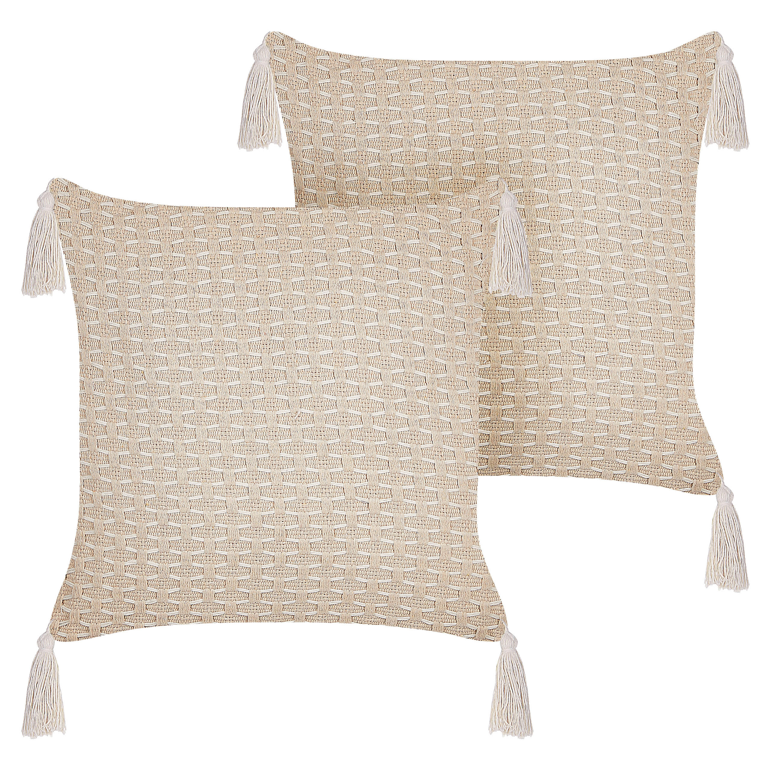 DEKOKISSEN 2er-Set Hellbeige 42/42 cm Hakone - Beige, Textil (42/42cm) - Beliani