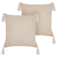 DEKOKISSEN 2er-Set Hellbeige 42/42 cm Hakone - Beige, Textil (42/42cm) - Beliani