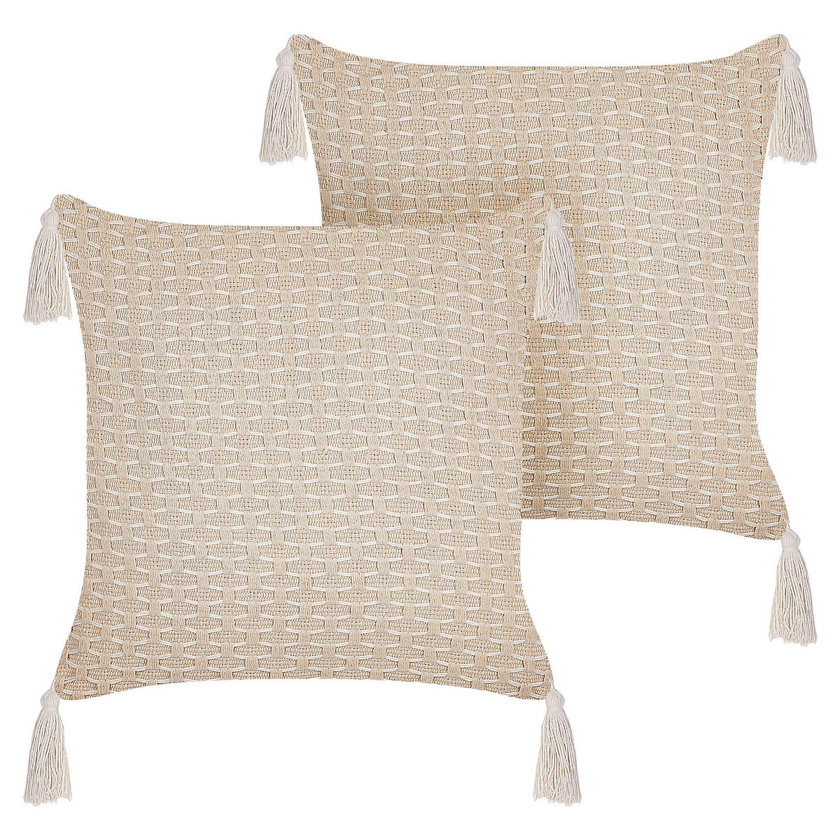 DEKOKISSEN 2er-Set Hellbeige 42/42 cm Hakone - Beige, Textil (42/42cm) - Beliani