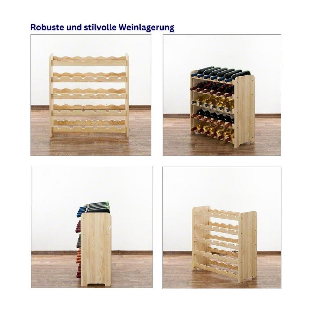 WEINREGAL Pinotwine C 61,6x63,2x26,5 cm 30 Flaschen Massives Kiefernholz Rotbraun Geölt - Rotbraun, Holz (63.2/61.6/26.5cm) - PROREGAL