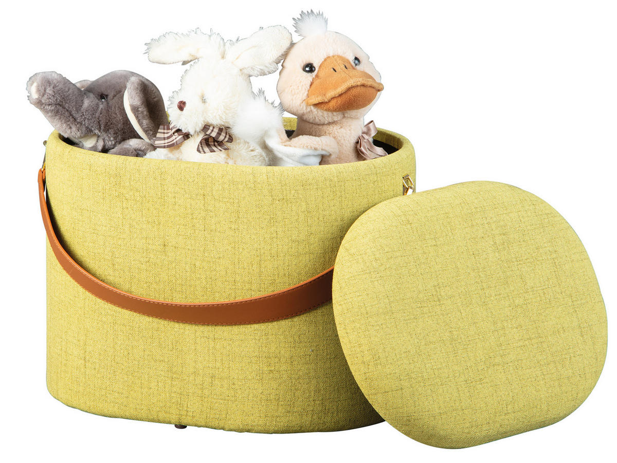 POUF gelbgrün und braun - Gelb, Holzwerkstoff (42/36/30cm) - ebuy24