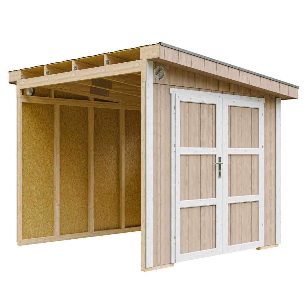 GARTENHAUS 5,9 m² - H231x248x294 cm - Ohne Boden und Seitenwand – M938B-TERRA BROWN - Hellbraun, Holz (236/231/250cm) - Timbela