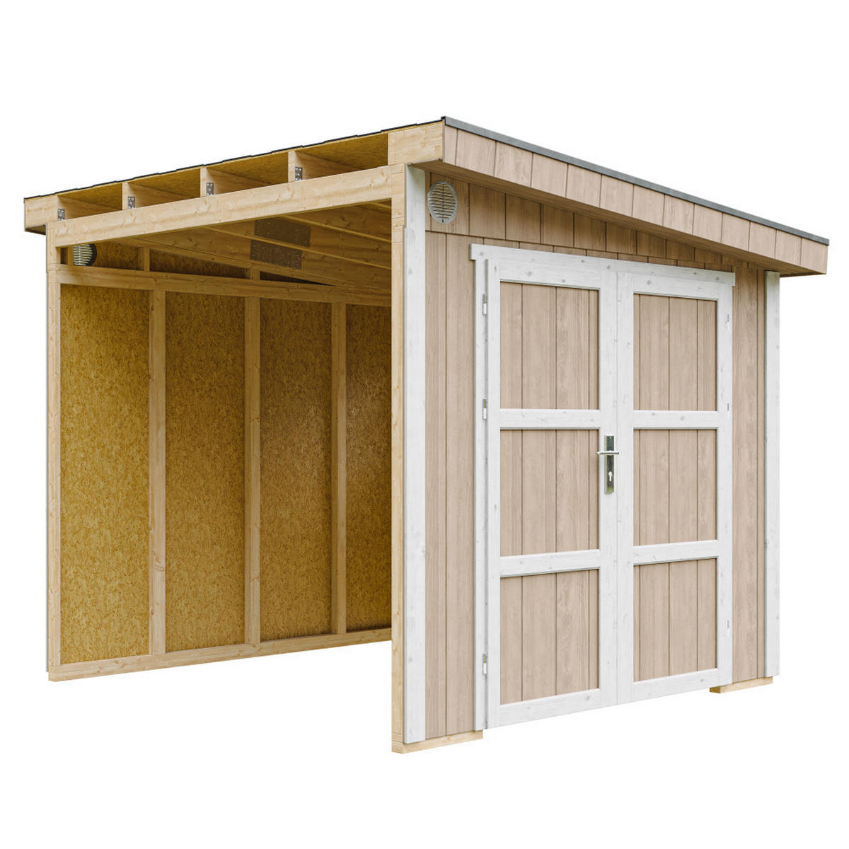 GARTENHAUS 5,9 m² - H231x248x294 cm - Ohne Boden und Seitenwand – M938B-TERRA BROWN - Hellbraun, Holz (236/231/250cm) - Timbela