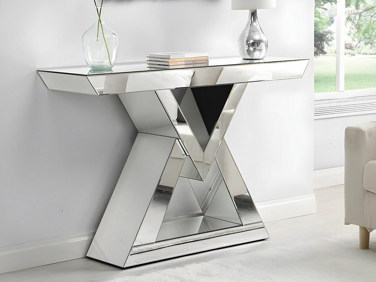 KONSOLENTISCH - 120 cm x 36 cm - Glas - Silberfarben - ISIDA - Silberfarben, Glas (36/120/80cm) - Vente-Unique