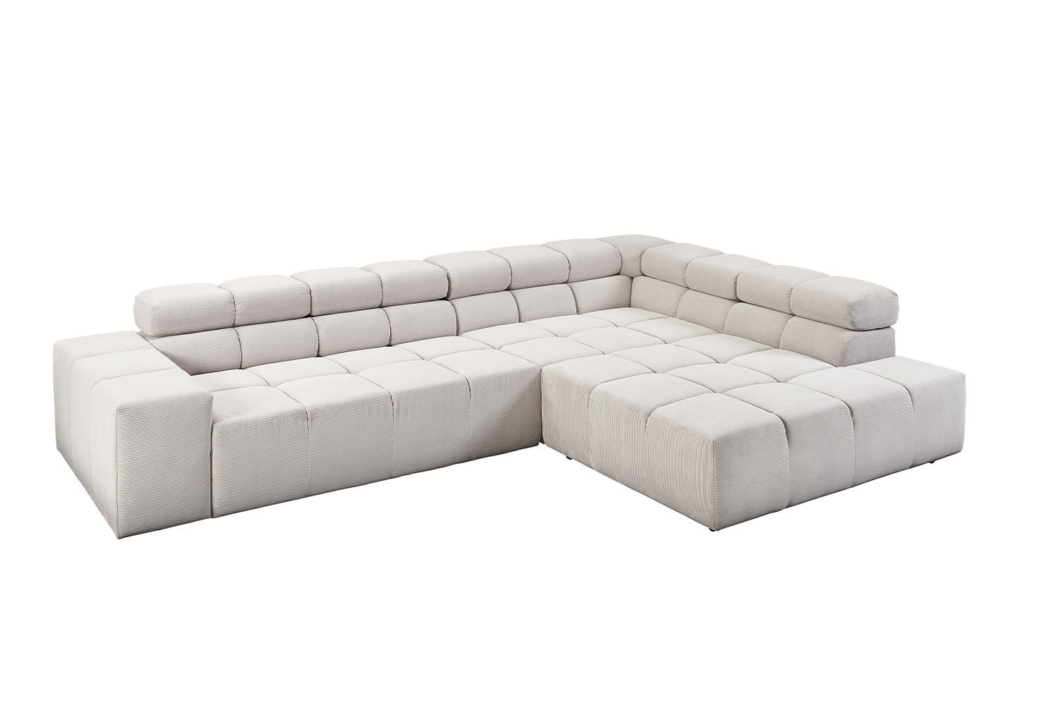 ECKSOFA NEVADA Silber Cord - Silberfarben/Schwarz, Kunststoff/Textil (319/215cm) - KAWOLA