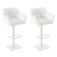 BARHOCKER 2er Set Damaskus Kunstleder weiß weiß - Weiß, Kunststoff/Metall (64/110/48cm) - TPFLiving
