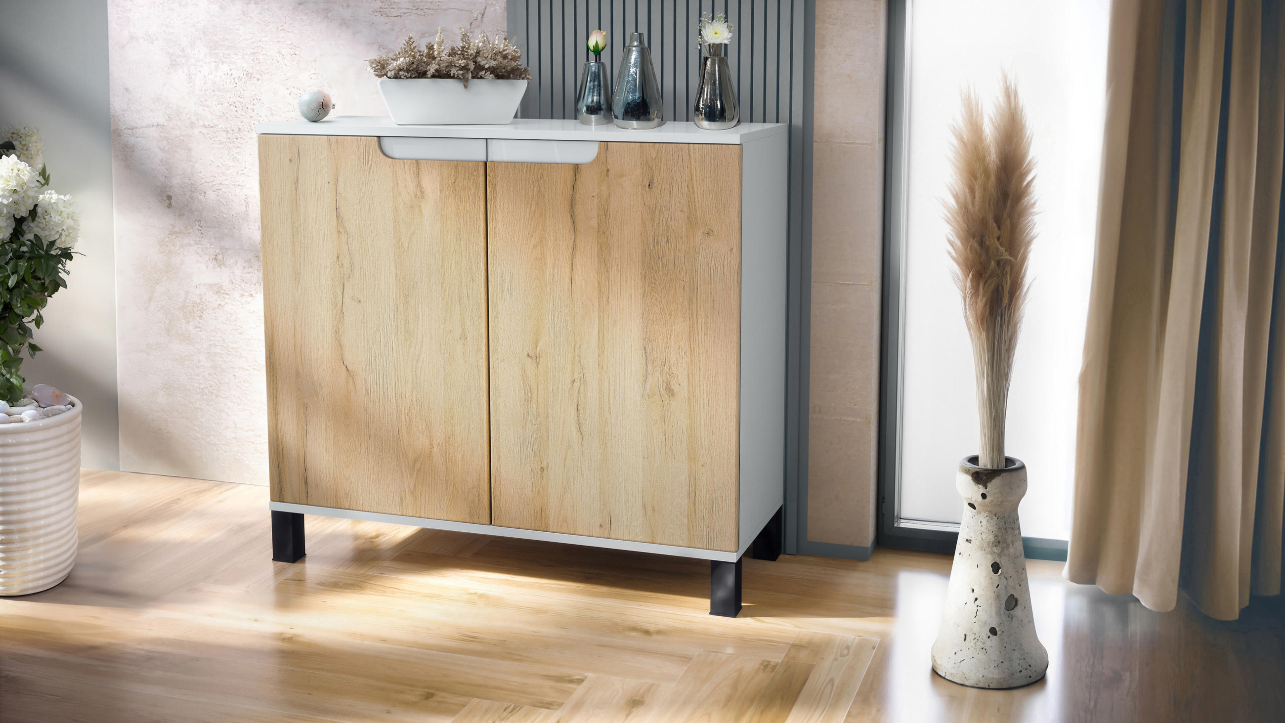 KOMMODE Sylt Eiche Natur - Eichefarben, Holzwerkstoff (92.5/84.5/35cm) - Vladon