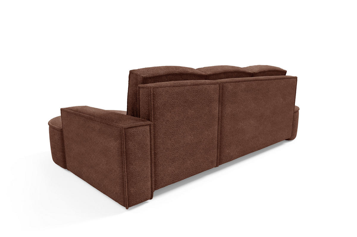 ECKSOFA MOLLY mit Schlaffunktion – Halbrund, freistehend, Liegefläche 140x207 cm, 3 Kissen, Curio-Stoff, 277x157x88 cm, Rechts, Braun - Braun, Holz/Textil (277/157cm) - DomoHome
