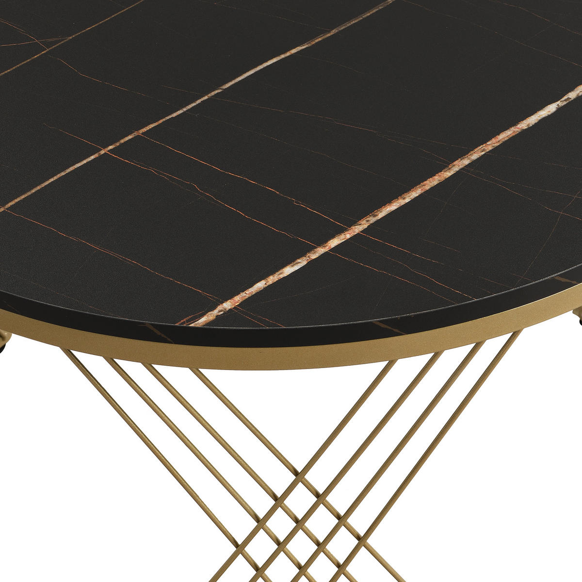 COUCHTISCH-SET 2er-Set Weiß/Gold - Schwarz, Holzwerkstoff (70/70/45cm) - ComfortXL
