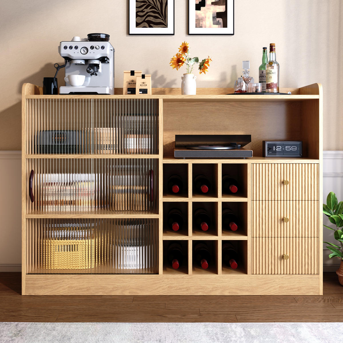 GESCHIRRSCHRANK Naturfarben 120/30/85 - Naturfarben, Holzwerkstoff (120/85/30cm)