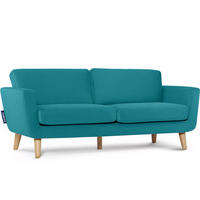3-SITZER-SOFA TAGIO mit Armlehnen, Türkisblau - Türkis/Braun, Buchenholz/Textil (88/80/190cm) - KONSIMO®