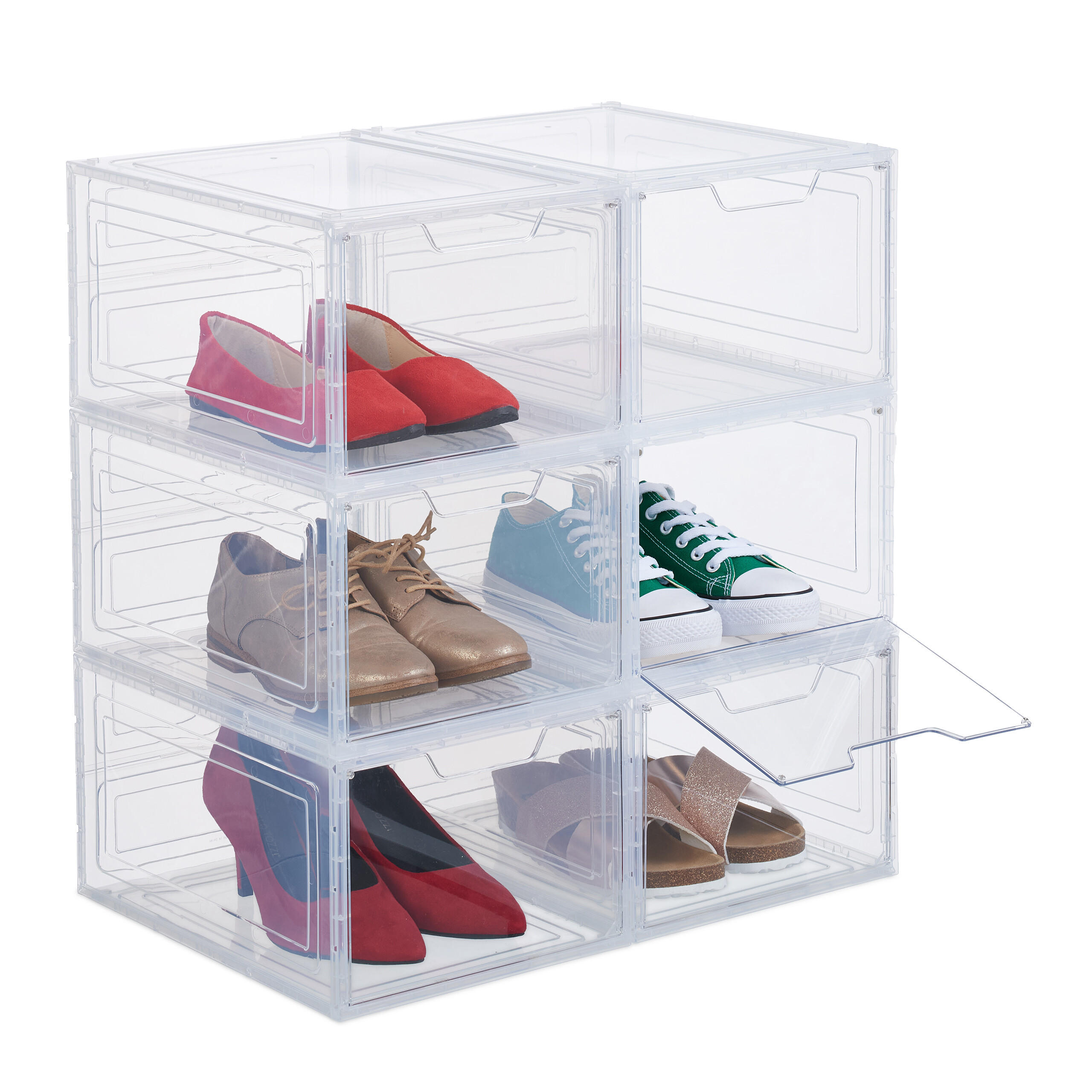 SKOLÅDA Transparent 6-pack stapelbar plast 18x25x34 cm 18/25/34 cm
