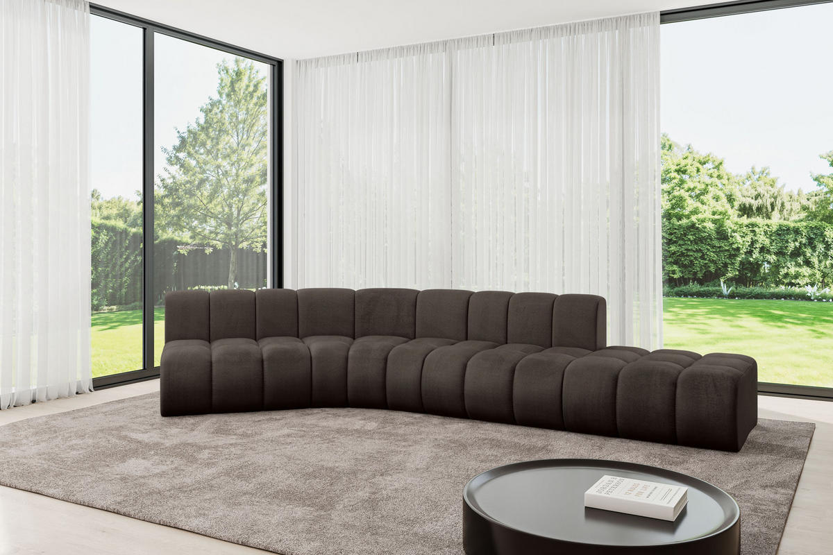 ECKSOFA modulares Sofa Brilo-L1 - 380x174x70 cm Braun - Braun, Holzwerkstoff/Textil (380/174cm) - ALTDECOR