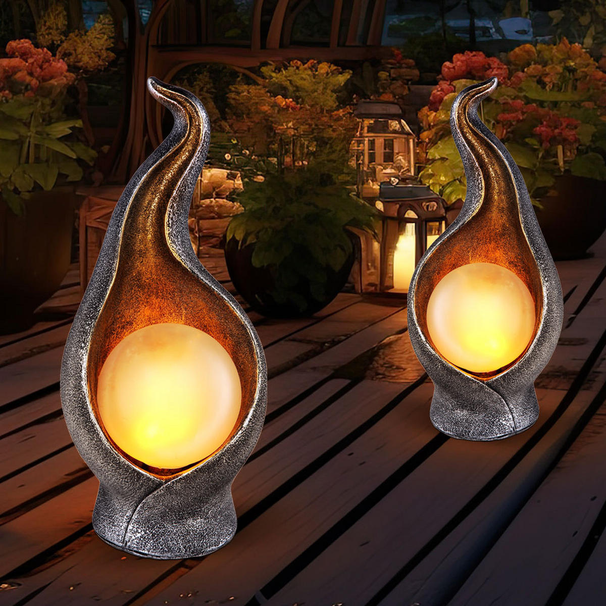 LED AUSSENLEUCHTE Silber Gold Leuchtkugel - Silberfarben, Kunststoff (12/11/26.5cm) - Globo Lighting