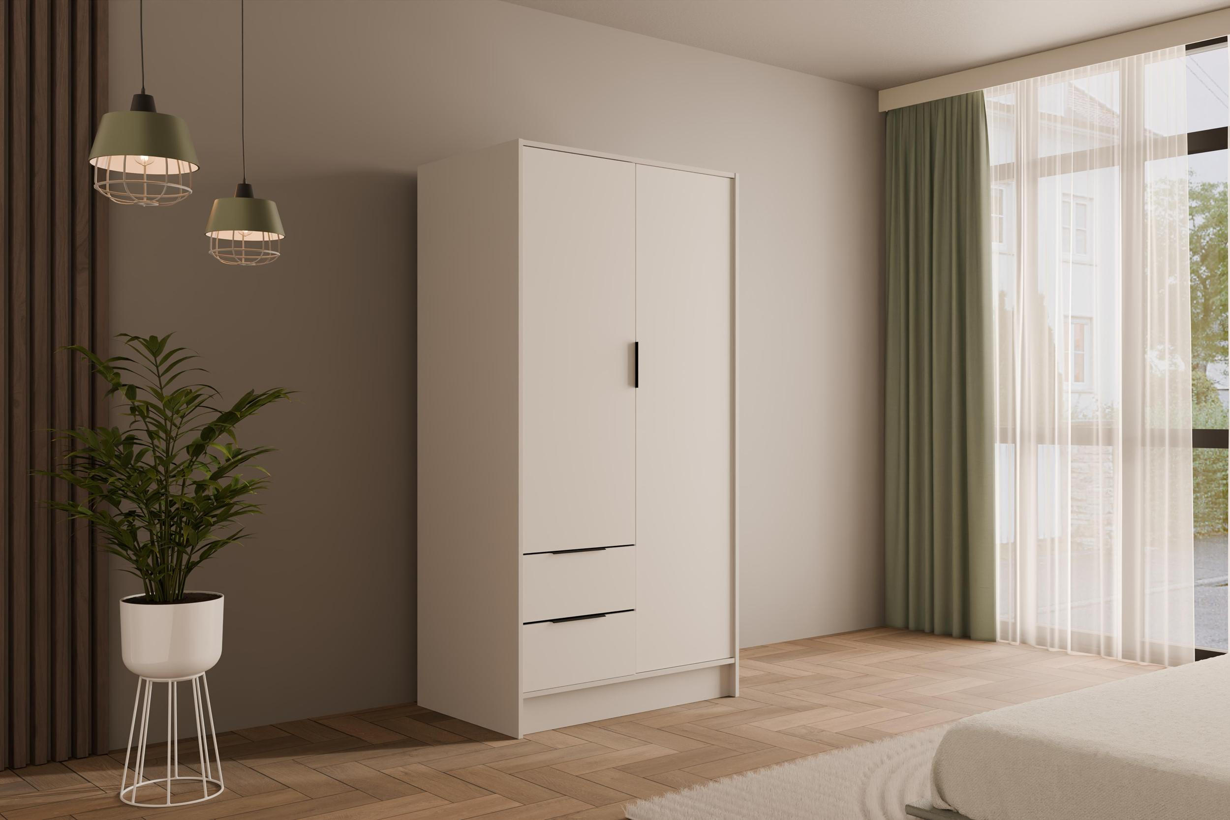 KLEIDERSCHRANK mit Flügeltüren KOLIN 100x200cm Weiß / Weiß - Weiß, Holzwerkstoff (102/200/51cm) - ALTDECOR