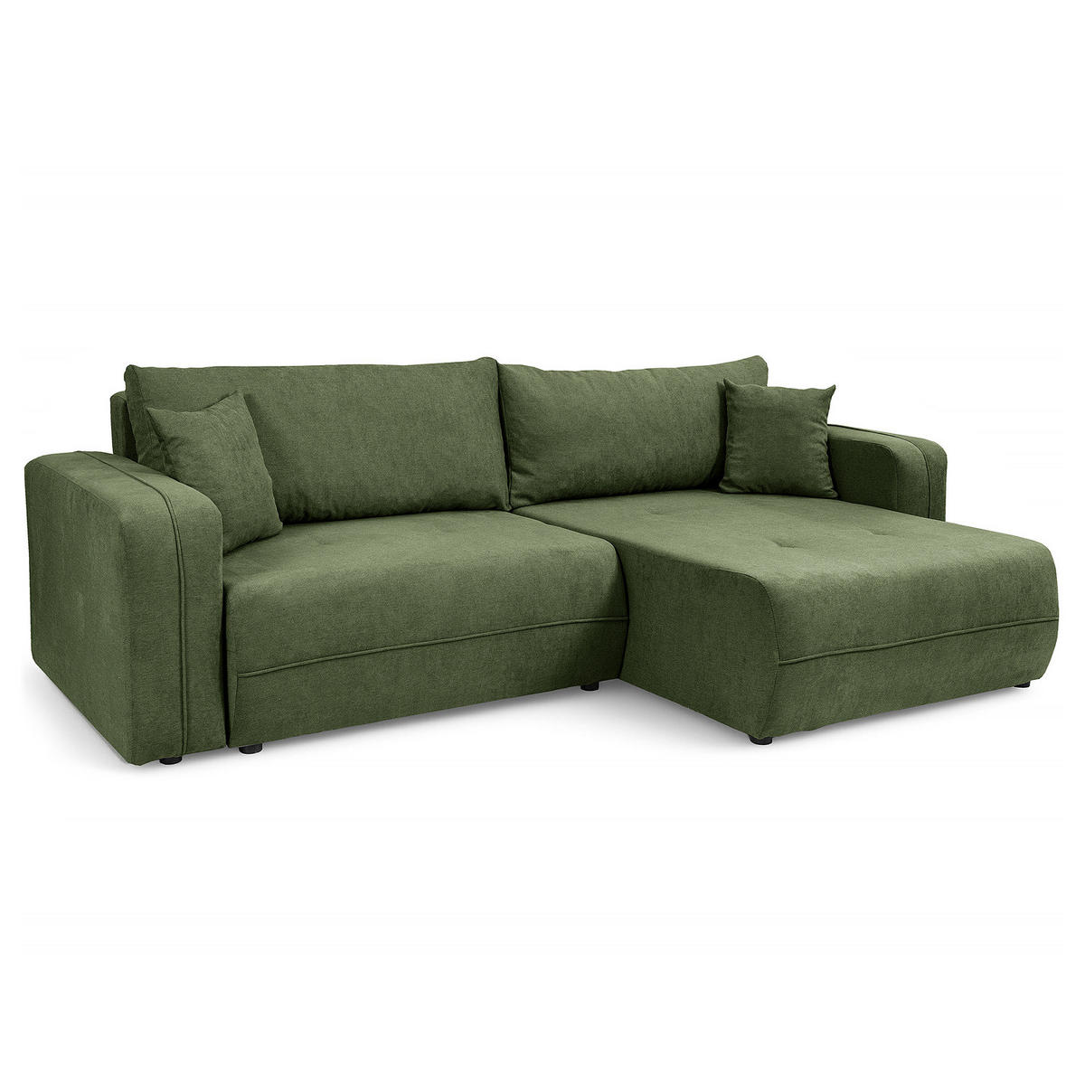 ECKSOFA mit Schlaffunktion - 244 cm - Schwarz/Grün, Kunststoff/Textil (244/145cm) - home24