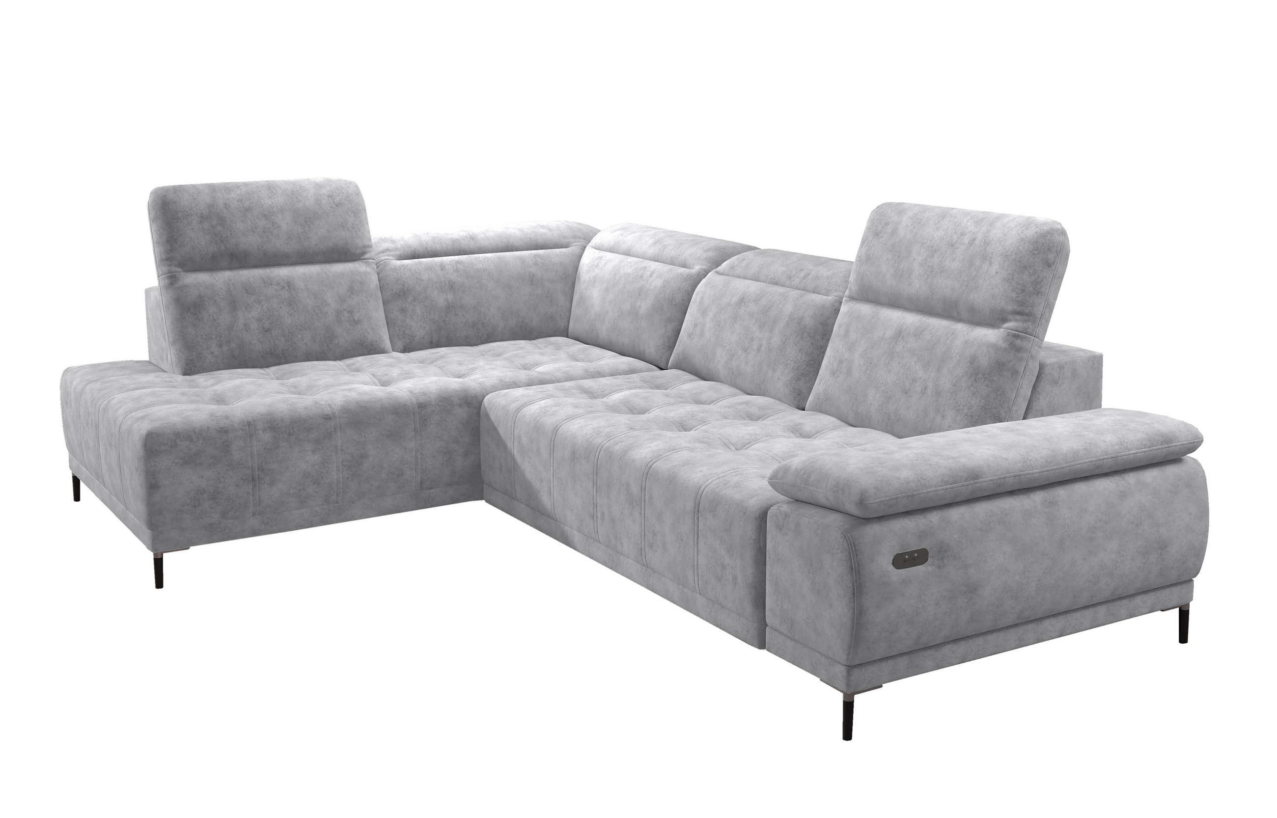 ECKSOFA FOCUS XL L-förmig Konfiguration freistehend LINKS 204x352x98cm Silver - Silberfarben, Holz/Textil (204/352cm) - DomoHome