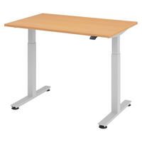 SCHREIBTISCH elektrisch XMST 80/120/74 cm in Buchefarben/Silberfarben - Buchefarben/Silberfarben, Holzwerkstoff (80/120/74cm) - bümö