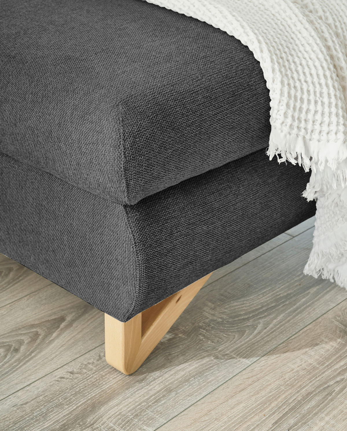 ECKSOFA grau Struktur-Stoff, Sofa mit Bettfunktion und Stauraum 284 cm - Grau, Holz/Textil (284/166cm) - Furn.Design