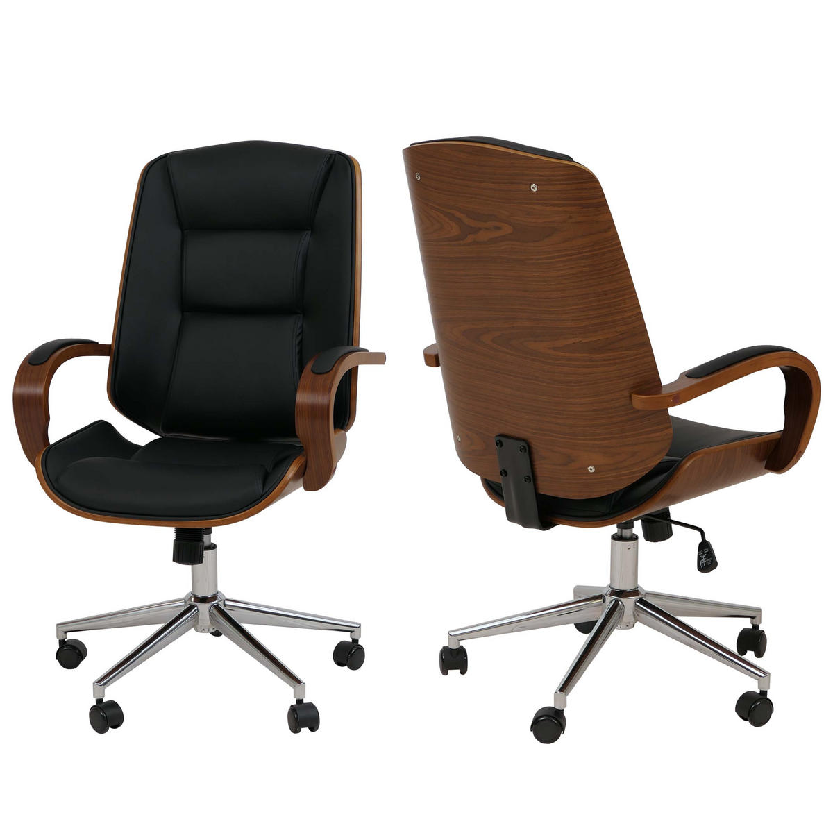 PISARNIŠKI STOL Črn - črna, tekstil (61/110/74cm) - MCW