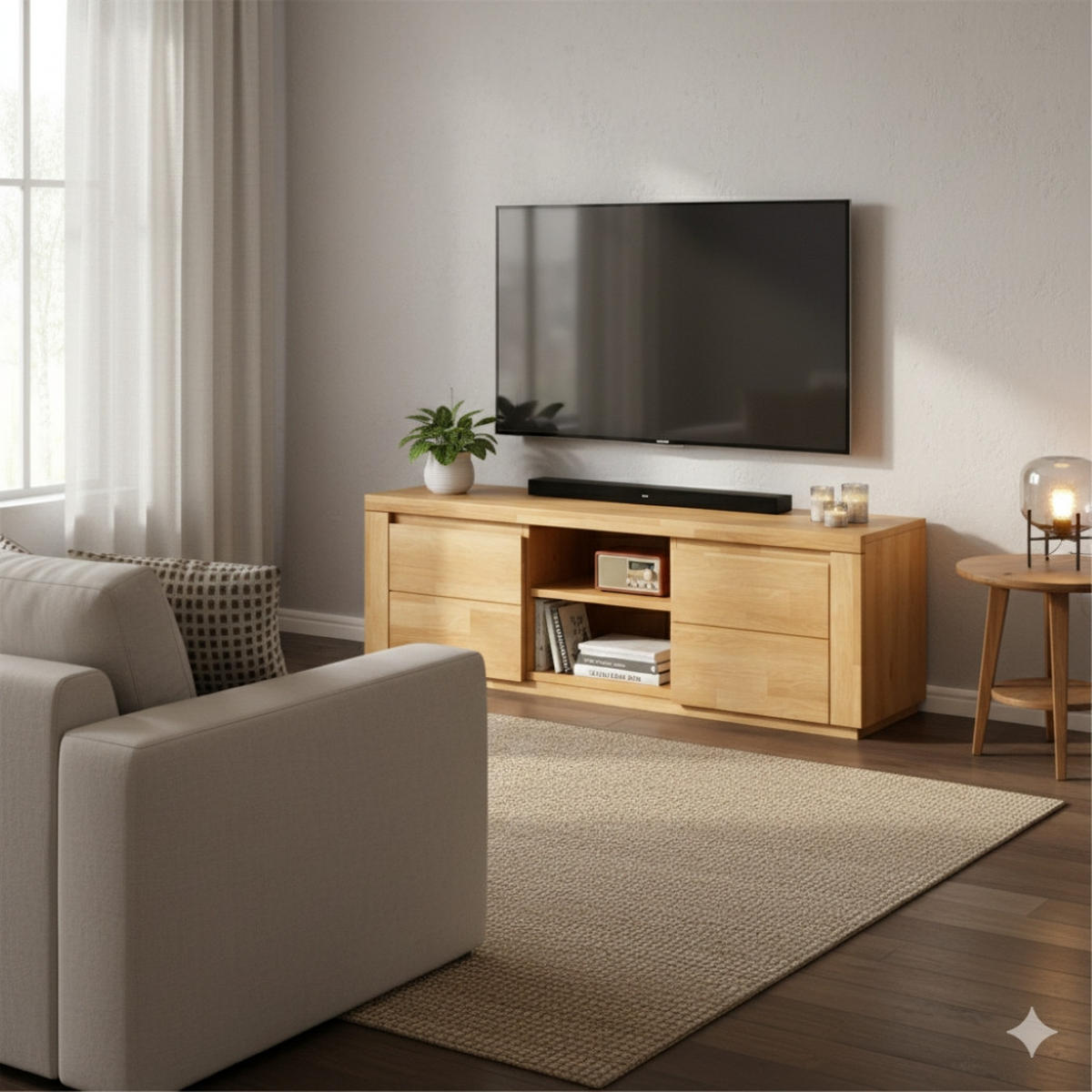 LOWBOARD Viborg - Buchefarben, Holz (37/47/140cm) - kiki design