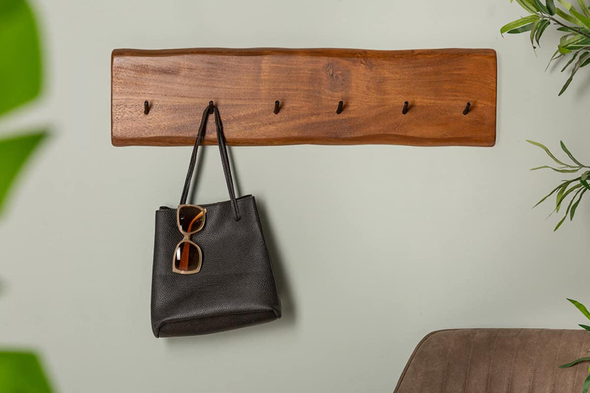 WANDGARDEROBE MAMMUT Akazie Braun 80cm - Schwarz/Braun, Holz/Metall (80/22/9cm) - riess-ambiente