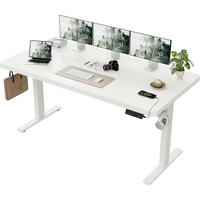 SCHREIBTISCH Höhenverstellbar Weiß 160 x 80 cm - Weiß, Holz (160/80/75cm)