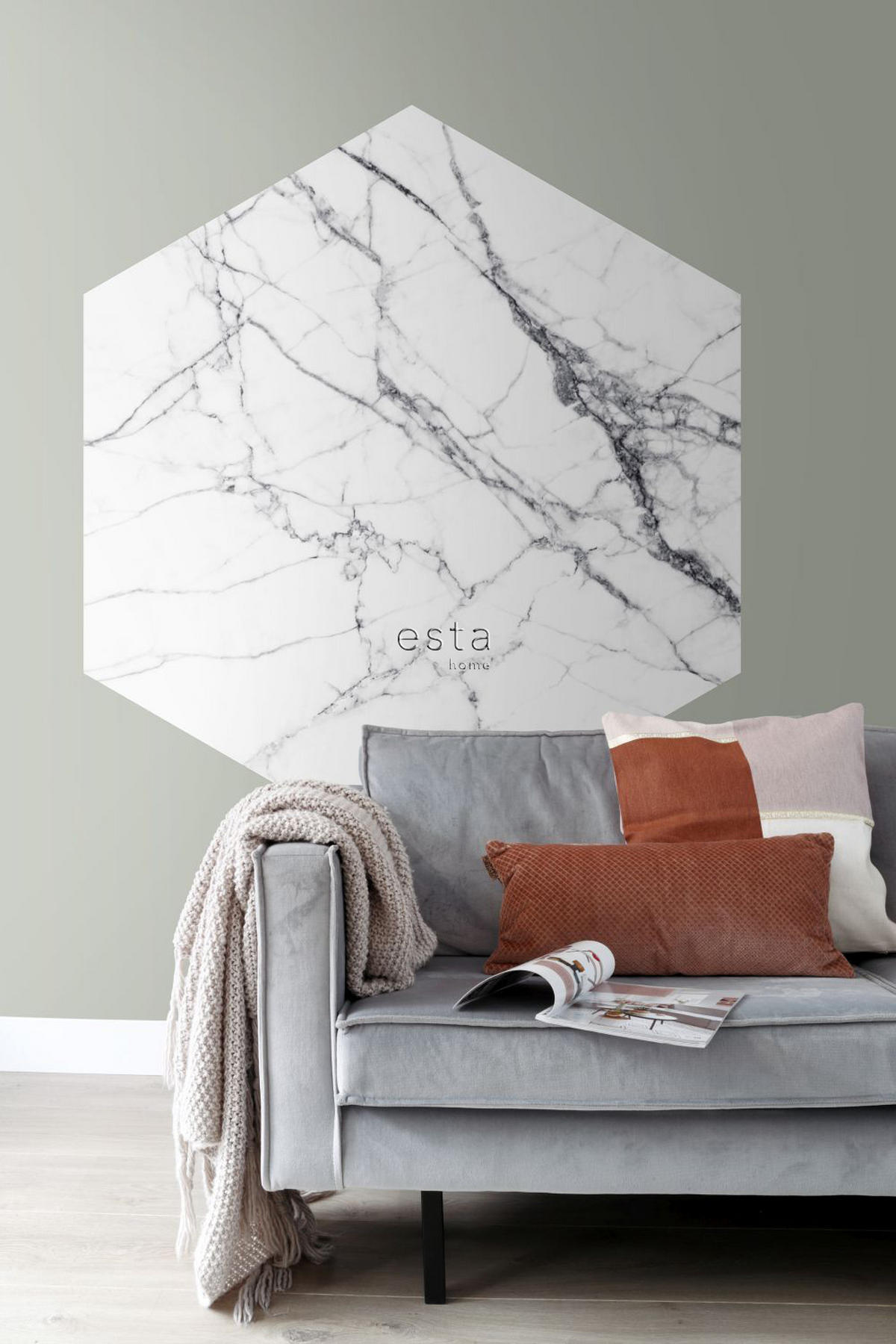 WANDTATTOO Marmor-Optik 140 x 161 cm - Schwarz, Papier (140/161/161cm) - ESTAhome