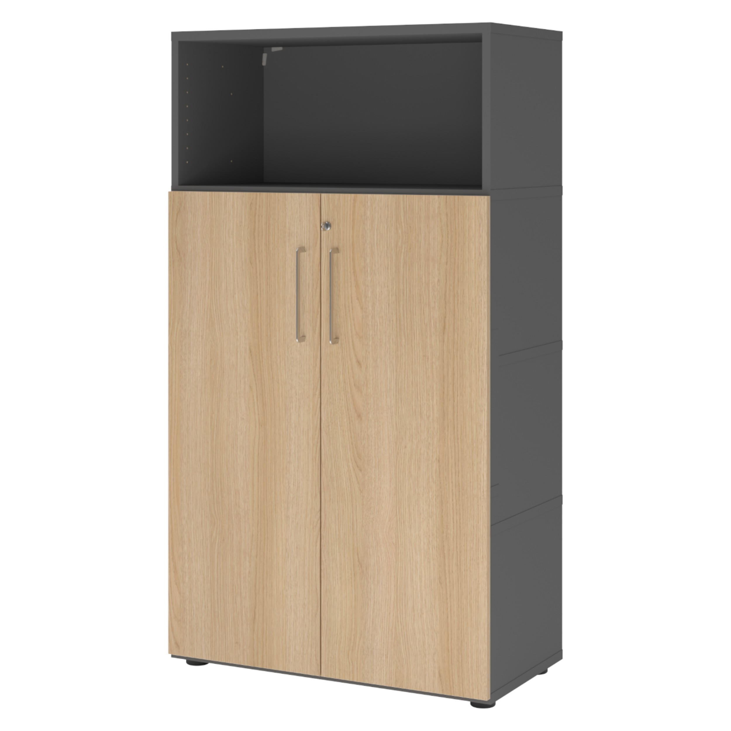AKTENSCHRANK groß mit Flügeltüren 41,7/80/145,2 cm in Graphitfarben/Eichefarben - Eichefarben/Graphitfarben, Holzwerkstoff (80/145.2/41.7cm) - bümö