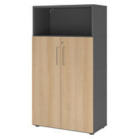 AKTENSCHRANK groß mit Flügeltüren 41,7/80/145,2 cm in Graphitfarben/Eichefarben - Eichefarben/Graphitfarben, Holzwerkstoff (80/145.2/41.7cm) - bümö