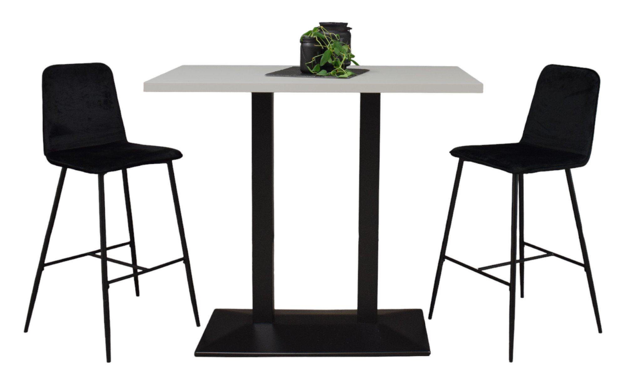 TRESENTISCH Electra 120x70x106 schwarz matt/kreidegrau matt lack - Hellgrau, Metall (120/70/106cm) - 58aufmkessel