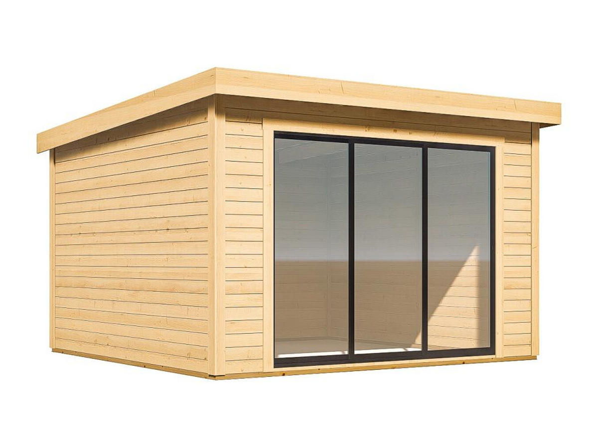 GARTEN-HOLZHAUS - 15,3 m² - Stärke 28 mm - CANOPIA - Naturfarben, Glas (360/232/354cm) - Vente-Unique