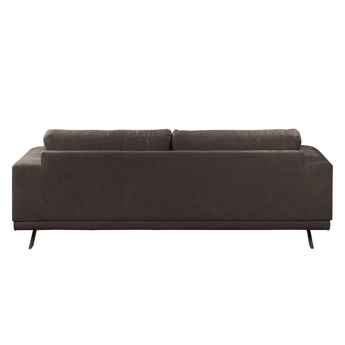 2,5-SITZER SOFA - Antiklederlook - Graubraun, Textil/Metall (216/81/89cm) - home24