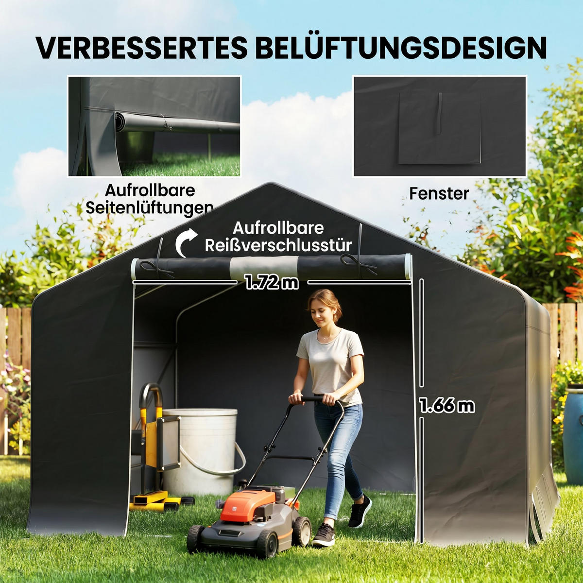CARPORT Dunkelgrau 1 Stück - Dunkelgrau, Kunststoff/Metall (300/210/300cm) - GiPP
