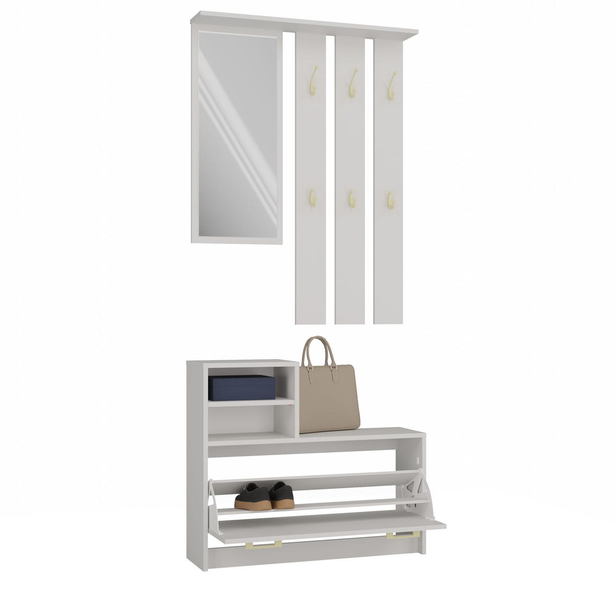 GARDEROBENSET Verena (2-teilig) - Beige, Holzwerkstoff (85/180/24cm) - kommodly