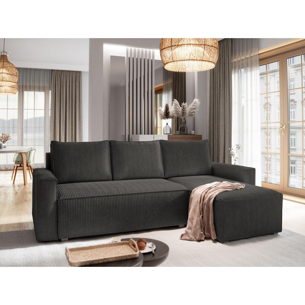 Thumbnail - Masseno Ecksofa, Graphit, Textil, 3-Sitzer, L-Form, seitenverkehrt montierbar,L-Form, 232x140 cm, Wohnzimmer, Sofas & Co...
