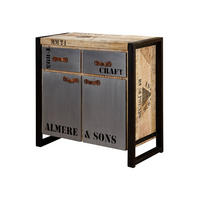 SIDEBOARD Mango 90x40x85 natur bedruckt FACTORY #131 - Braun, Holz (90/85/40cm) - Massivmoebel24