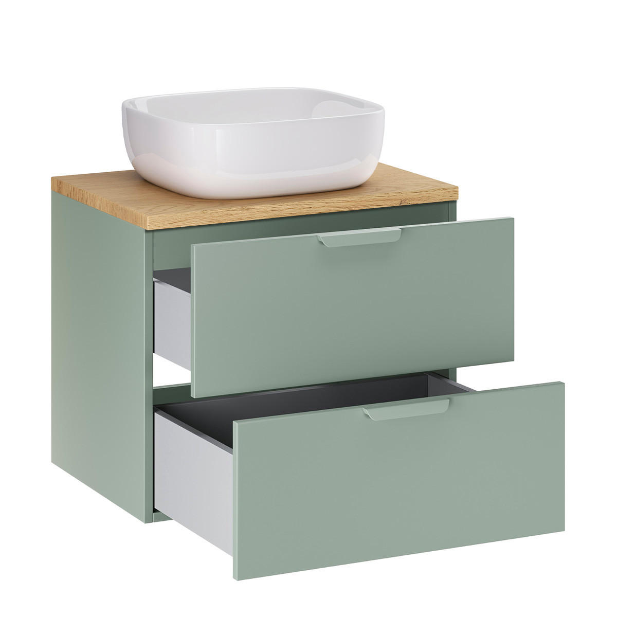 BADMÖBEL 60.6cm Oria 2er-Set Grün - Grün, Holzwerkstoff (60.6/50/46.5cm) - Petits-meubles